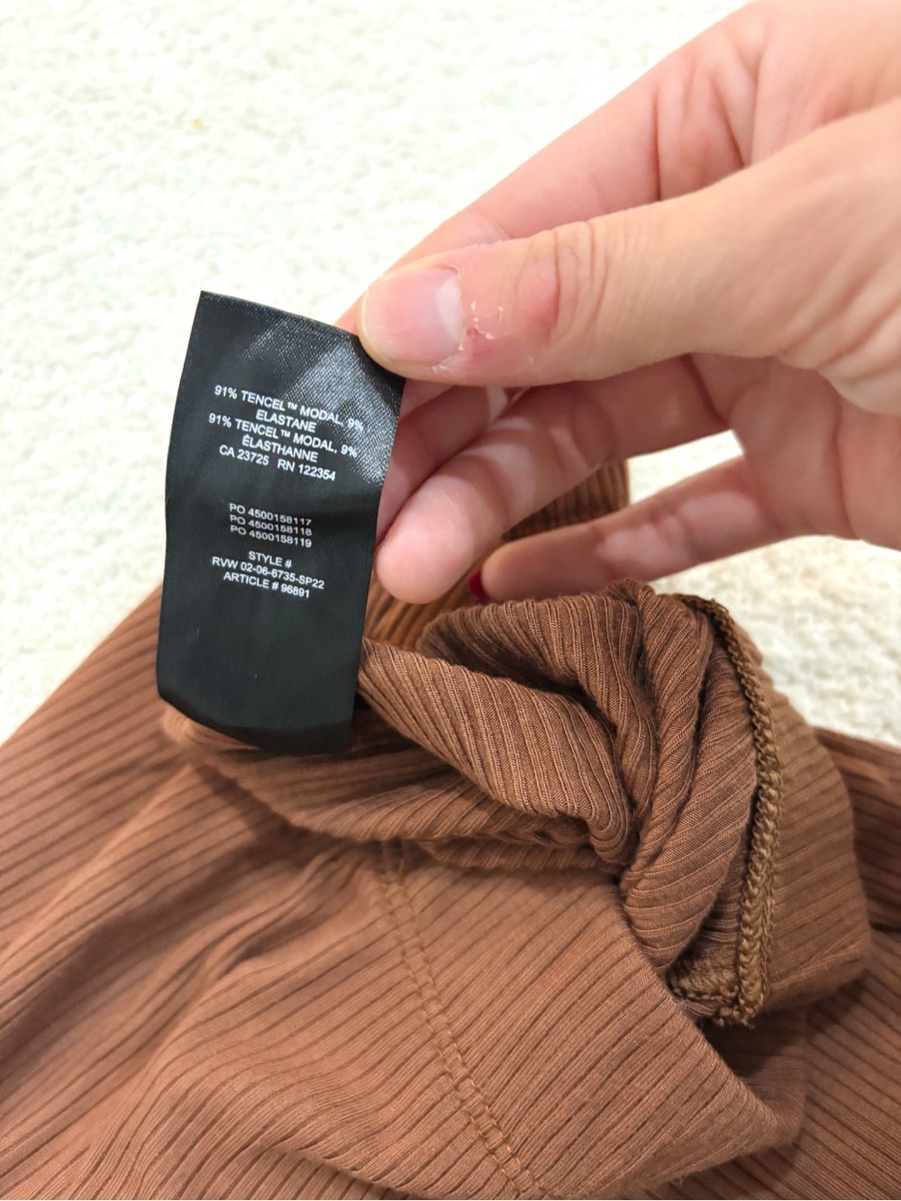 Aritzia Sun•Deh Ribbed Knit Stretchy Legging Pants - Burnt Orange Brown XS - Picture 6 of 6